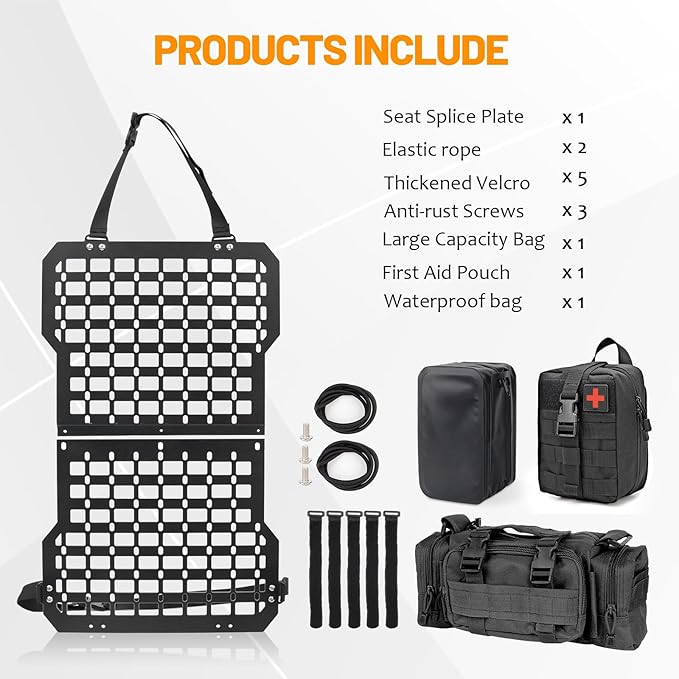 Tactical Truck Organizer with MOLLE Panel and 3 Storage Bags - Modular Tailgate Panel Vehicle Seat Cover