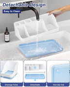 Bathroom Counter Organizer and Storage, 7 Slots Detachable Toothbrush Holders for Bathrooms, Anti-Slip Electric Toothbrush an