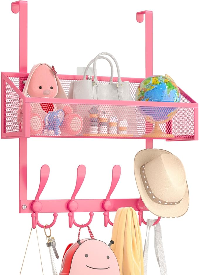 Kaiferty Over The Door Hooks Organizer, Coat Rack Over The Door Storage Hanger Towel Rack, Back of Door Storage Organizer for