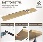 72 Inch Floating Shelves, 12" Deep Floating Shelf Wall Mounted, 72" Wall Shelves, Rustic Deep Bookshelf, Extra Deeper & Thick