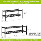 BMOSU 2-Tier Bamboo Extended Shoe Rack Premium Stackable Shoe Shelf Storage Organizer for Hallway Closet Living Room Entryway