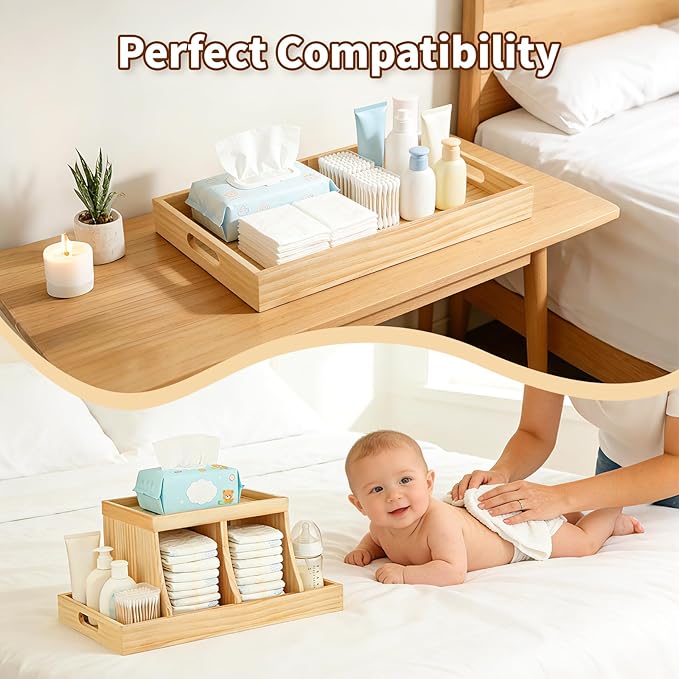 Three colors Diaper Organizer, Wooden Diaper Caddy Organizer, Changing Table Organizer, Diaper Storage Organizer, Nursery Bab