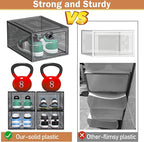 caktraie 10 Pack Thicken Shoe Organizer Stackable,Upgraded Sturdy Shoe Storage Box with Magnetic Door,Shoe Containers For Sne