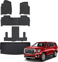AUXKO All Weather Floor Mats & Cargo Mat for 2026 2025-2021 Chevrolet Tahoe & GMC Yukon(Not XL) & Cadillac Escalade 7 Seat 2 Row Bucket Seat Accessories Odorless Anti-Slip Liner Black