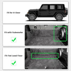 LASFIT Trunk Mat for Jeep Wrangler JL 2018-2025 2026 4 Door Cargo with SUBWOOFER, All Weather TPE Custom Fit Cargo Mat Fit for Flat Load Floor Gas Type, Black (Not for JK/Not PHEV/Not 2-Door)