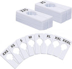 40 Pack Rectangular White Plastic Clothing Size Closet Rack Dividers Hangers, Preprinted in 8 Sizes XXS, XS, S, M, L, XL, XXL