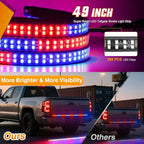 Nilight 49 Inch Emergency Strobe Light Strips with Controller, 288LED Flashing Warning Hazard Safety Rear Window Tailgate Lights for Truck Trailer Construction Plow Pickup Tow SUV Vehicles, Red Blue
