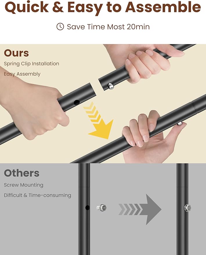 Double Rods Clothes Rack, Rolling Clothing Rack with Wheels, Metal Clothing Racks for Hanging Clothes, Portable Garment Rack 