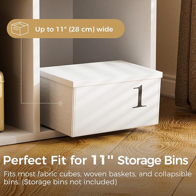 COMHOMA 9 Wood Cube Storage Organizer with Open Back and Removable Back Panels, 11In White Cube Storage Bookshelf, Cubicle Sh