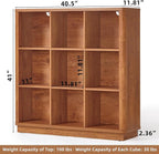 Joaxswe 9 Cube Storage Book Shelf, 40.5" Wide Organizer Bookshelf with Curved Edge, Wood Floor Standing 3-Tier Cubby Bookcase
