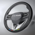 Wigoo Car Steering Wheel Cover Compatible with Nissan [Ergonomic Design, Ultra Breathable] Black Leather Wheel Cover for Better Control, Car Accessory for Women and Men, 14.5''-15''