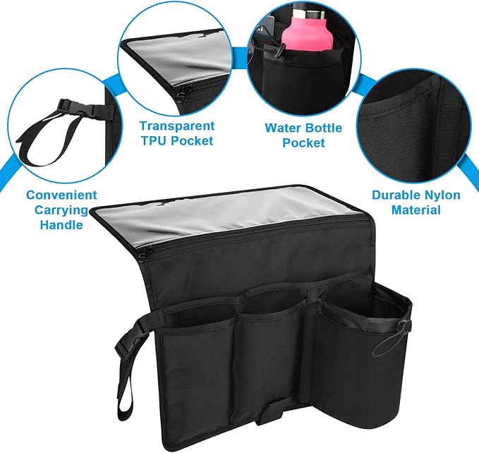 Cosmos Airplane Seatback Organizer Flight Travel Essentials Seat Back Storage Bag Airline Seat Hanging Pockets for Tablet, Magazines, Phone and Water Bottle | Keep Personal Items Clean & Organized