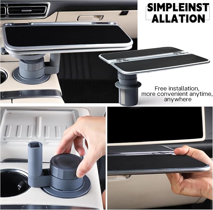 360 Rotating Folding Cup Holder Table, Steering Wheel Tray, Car & Laptop Desk - Car Accessories for Women & Men, Fit Tesla