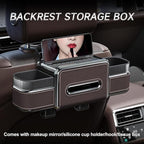 Multifunctional Car Headrest Backseat Organizer Box with Drink Cup Holder, Makeup Mirror, Tissue Box & Hooks for Car Seat Back, Upgrade Car Headrest Backseat Organizer Great for Kids and Travel(Brown)