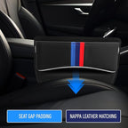 Car Seat Gap Filler Organizer for Front Seats, Leather Adjustable Car Seat Storage Box for Phones, Keys, Coins 2 Pack, Black