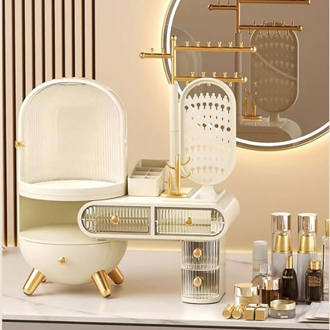 Makeup Organiser Storage Large Capacity Dressing Case Makeup Organizer, Cosmetic Storage Organizer with Drawers, Cabinet,Brus