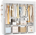 Portable Closet for Hanging Clothes, 67 Inch Wide Portable Wardrobe Closet with Cover, 4 Hanging Rod, Storage Shelves and Sid