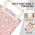 Car Garbage Can, Seat Back Hanging Cute Car Trash Can Bag, Car Organizer and Storage Bag for Travelling, Outdoor Cute Pink White Duck