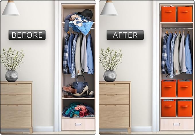 Sorbus 13 Inch Storage Bins - Sturdy Collapsible Fabric Storage Cubes with Handle - 8 Foldable Baskets for Organizing Clothes