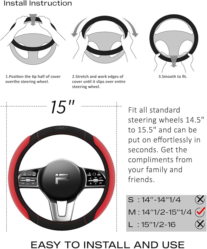 Skechers Steering Wheel Cover,Memory Foam Car Steering Wheel Cover,14.5-15inch Anti-Slip Safety Comfortable Desgin, Universal