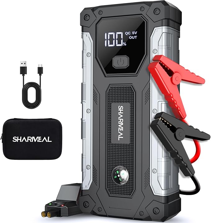 Sharmeal Car Battery Jump Starter 6000A, Jump Starter Battery Pack for All Gas and 10.0L Diesel, 12V Portable Jump Box with