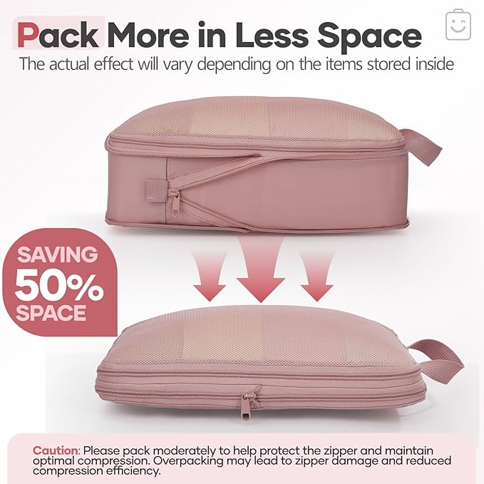 Veken 11 Set Compression Packing Cubes for Travel Essentials,Compressible Expandable Large Luggage Suitcase Organizer Bags fo