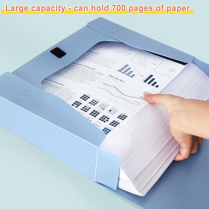 A4 Storage File Boxes Large Capacity Plastic Archives Cases with Lid, 75mm deep, 4 Colores Folding Document Storage Box for O