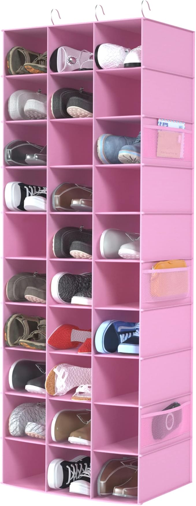 coastal rose Hanging Shoe Organizer for Closet, 30 Sections Hanging Closet Organizers and Storage Shelves Space Saving Shoe R