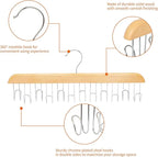 Amazon Basics Wooden Belt Hanger - Natural (Pack of 18)