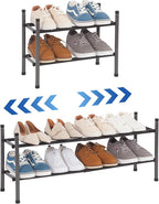 STORAGE MANIAC Expandable Shoe Rack, 8 Pairs Stackable Small Shoe Rack, Metal Adjustable Shoes Organizer for Closet, Entryway