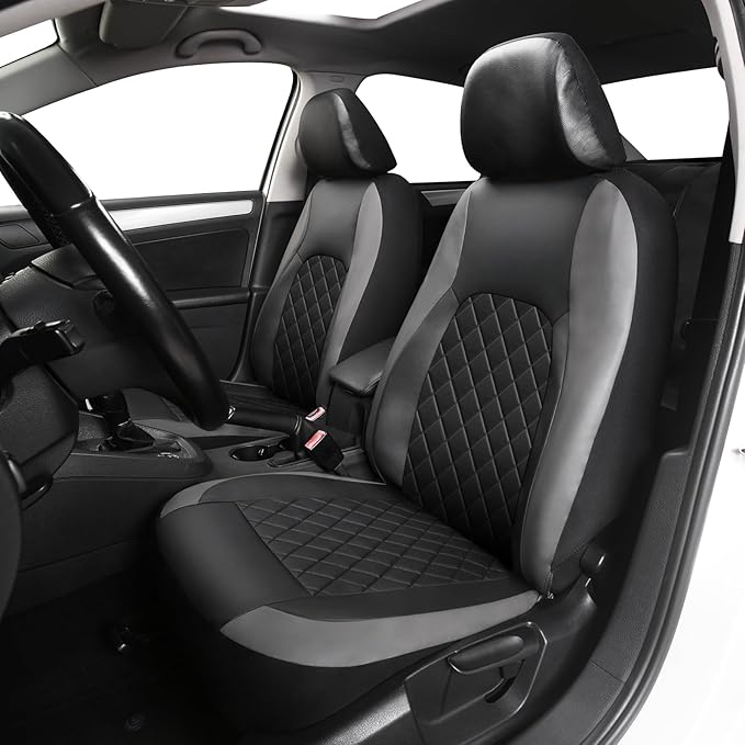AUTOFAN Premium Universal Pu Leather Car Seat Covers - Front Seats, Airbag Safe, Water-Resistant Durable Vinyl, Fits 95% of C