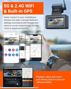 Vantrue E2 Dash Cam Front and Rear, 2.7K Upgrade Rear Cam, Dual STARVIS, 2.7K + 2.7K Dash Camera for Cars, Voice Control, WiF