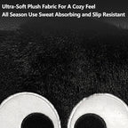 Car Headrest Pillow & Steering Wheel Cover Set with Cute Big-Eyed Furball Travel Neck Support Pillow Fur Car Interior Accessory (Black Ring Cover)
