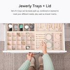 Voova Stackable Jewelry Organizer Tray with Lid, PU Leather Jewelry Storage Holder for Drawer Inserts, Jewellery Display Box 