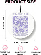 Purple Christian Round Car Air Freshener 4 Pcs, Girly Pouple Bow Floral Religious Hanging Air Freshener for Cars Closet Drawe