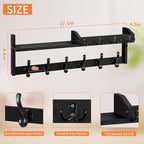 Coat Rack Wall Mount with Shelf, 27.5" Entryway Wall Hanging Shelf, Coat and Key Hanger with 10 Dual Hooks, Mail Organizer an