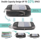 Compression Packing Cubes for Travel, Bunnychill Portable Zipper Packing Cube for Cloting, Expandable Space Saver Storage Lug