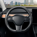 SEG Direct Flat Bottom Steering Wheel Cover, D Shaped Car Wheel Cover 14-14 1/4 in. (35.5-36 cm), for Tesla Model 3 / Y, for 