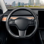 SEG Direct Flat Bottom Steering Wheel Cover, D Shaped Car Wheel Cover 14-14 1/4 in. (35.5-36 cm), for Tesla Model 3 / Y, for 