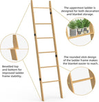 BAMBANG 6-Tier Blanket Ladder for Living Room, Blanket Quilt Ladder Rack Rustic Decorative Towel Holder, Wall Leaning Blanket
