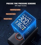 Tire Inflator Portable Air Compressor Portable Cordless Mini Air Pump with Digital Pressure Gauge Inflater 150PSI 3X Fast Inflation Auto Shutoff Large Battery Tires Pump for Cars Motors Bikes Balls