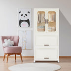 Portable Wardrobe Closet with Wheels 3-Tier Foldable Storage Cabinet Hanging Organizer with 10 Hangers Easy Assembly for Kids