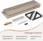 Axeman Floating Shelves for Wall 24 Inch | 24W x 8D Rustic Grey Floating Shelves Set of 2 | 8 Inch Deep Wall Shelves for Bath