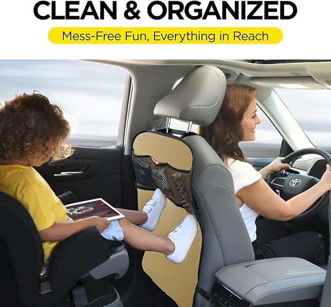 lebogner Back Seat Cover for Kids + 3 Pocket Storage Organizer, 2 Pack Kick Mats Backseat Protector, Car Accessories Waterpro