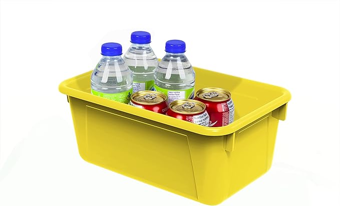 Storex Small Cubby Bins, Pack of 5, 12.2 x 7.8 x 5.1 Inches, Yellow (62410U05C)