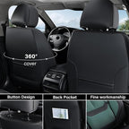 Coverado Seat Covers Full Set, Car Seat Covers Front Seat and Back Seat, Breathable Fabric&Leather Car Seat Protectors, Unive