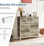 DUMOS 9 Drawer Dresser for Bedroom, Fabric Storage Organizer with Sturdy Metal Frame, Wooden Top Chest of Drawers for Closet 
