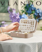 VLANDO Travel Jewelry Case for Women Girls Mothers, PU Leather Small Jewelry Box for Rings, Necklaces, Bracelets, Earring Hol