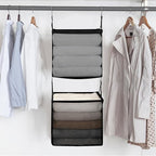 STORAGE MANIAC 2-Shelf Hanging Closet Organizer, Cloth Hanging Closet Shelf, Hanging Closets Baskets with Hooks for Dorm, Apt