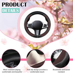 SuperKaKa Brown Car Steering Wheel Cover 2025, Universal Auto PU Cute Breathable Slip-Proof Comfort Imitation Leather Protect